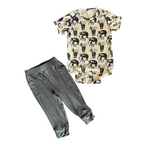 #238, kate quinn Elephant body suit and matching gray pants, size 12-18 mo